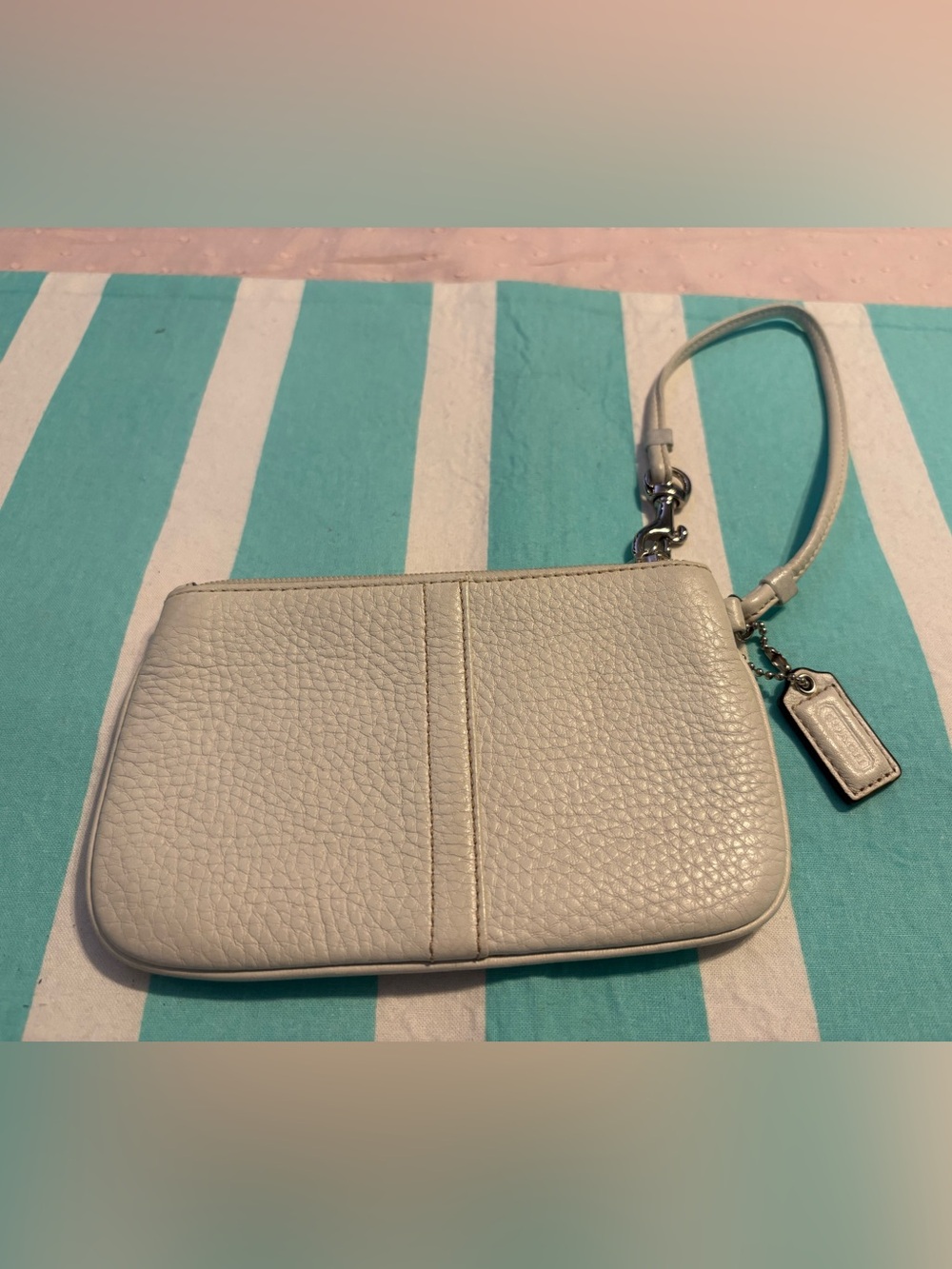 Coach white pebbled Leather Wristlet